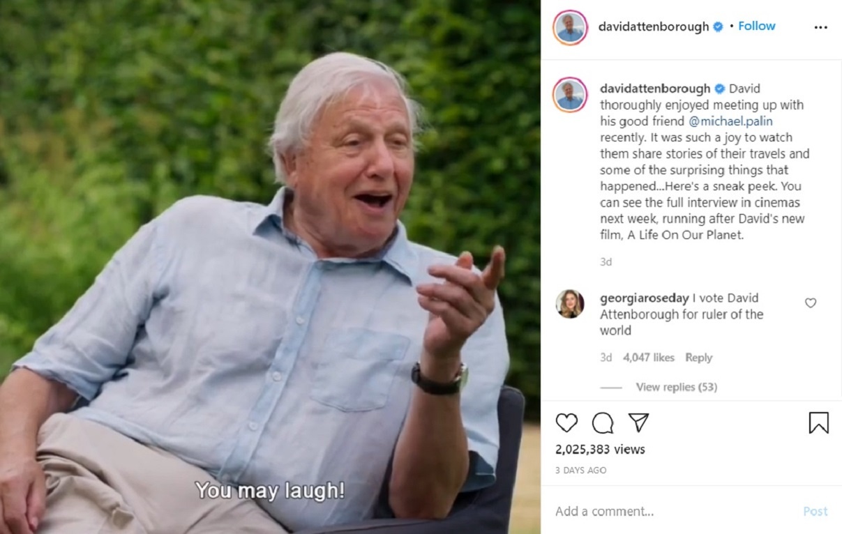 How Did 94-Year-Old David Attenborough Beat Jennifer Aniston's Record on Instagram?