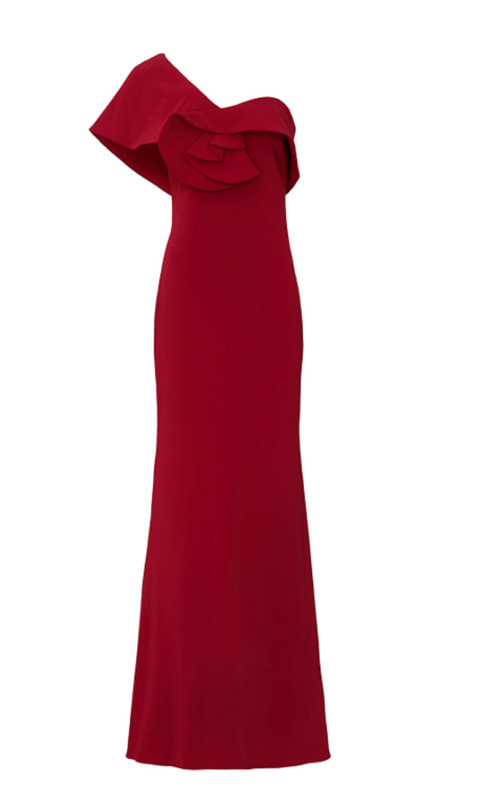 a red Badgley Mishka full-length cocktail dress