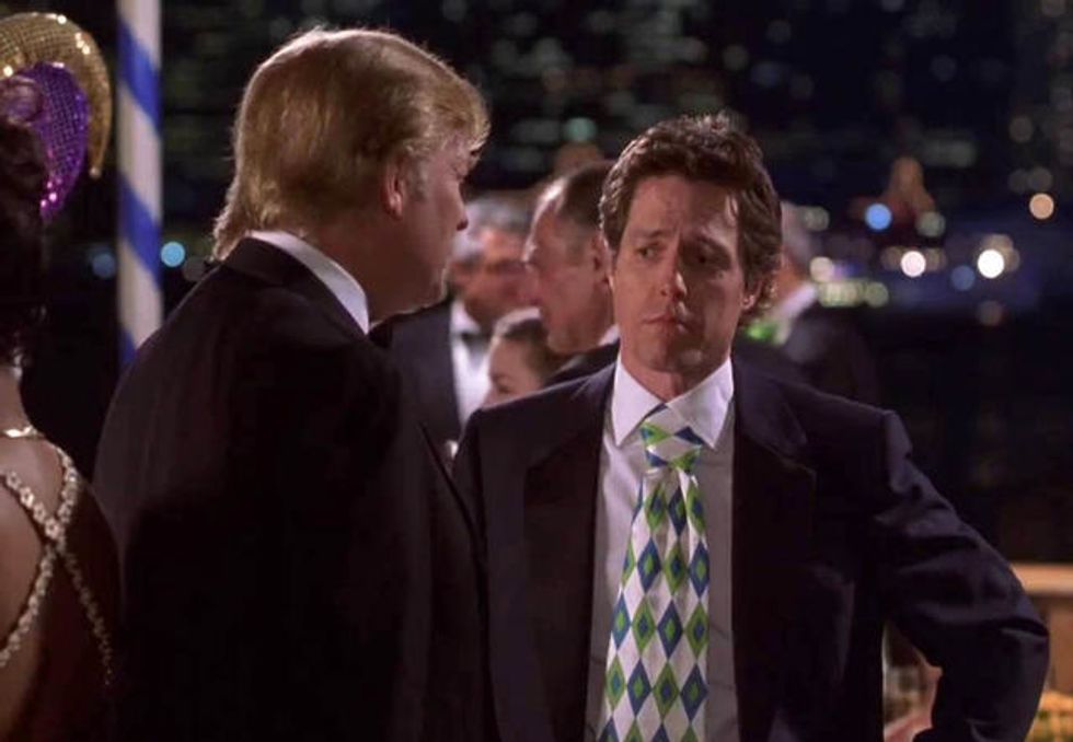 Hugh Grant and Donald Trump in "Two Weeks Notice"