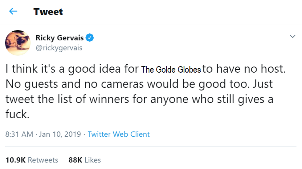 gervais host tweet