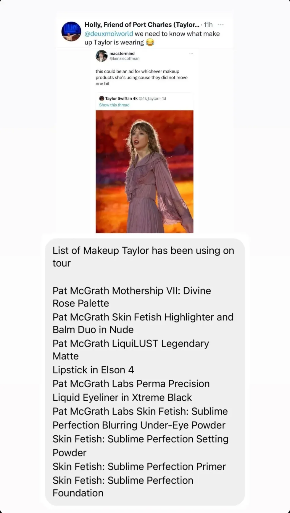 Taylor Swift's makeup routine 